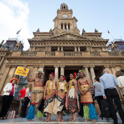 2016 Sydney Peace Prize performers on Town Hall steps
